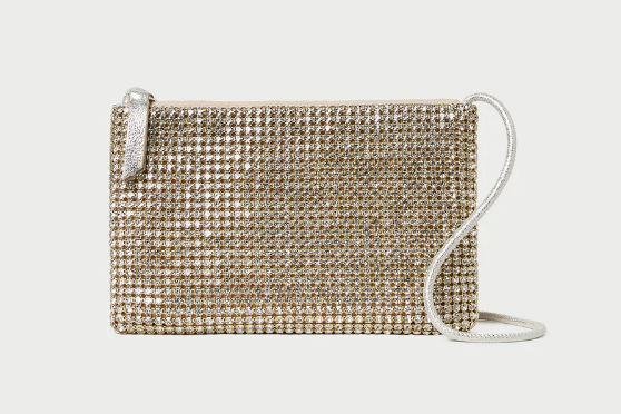 Yasmine Gold Diamante Flat Pouch